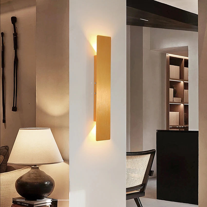 Rectangular LED Wall Lamp - Modern Minimalist Indoor Lighting for Bedroom and Living Room - Aluminum Design